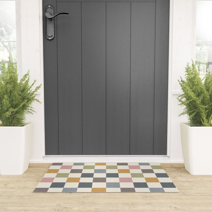 Retro Country Earthy Chequered board Welcome Mat Gallery Image 3