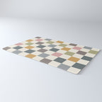 Retro Country Earthy Chequered board Rug Gallery Image 3