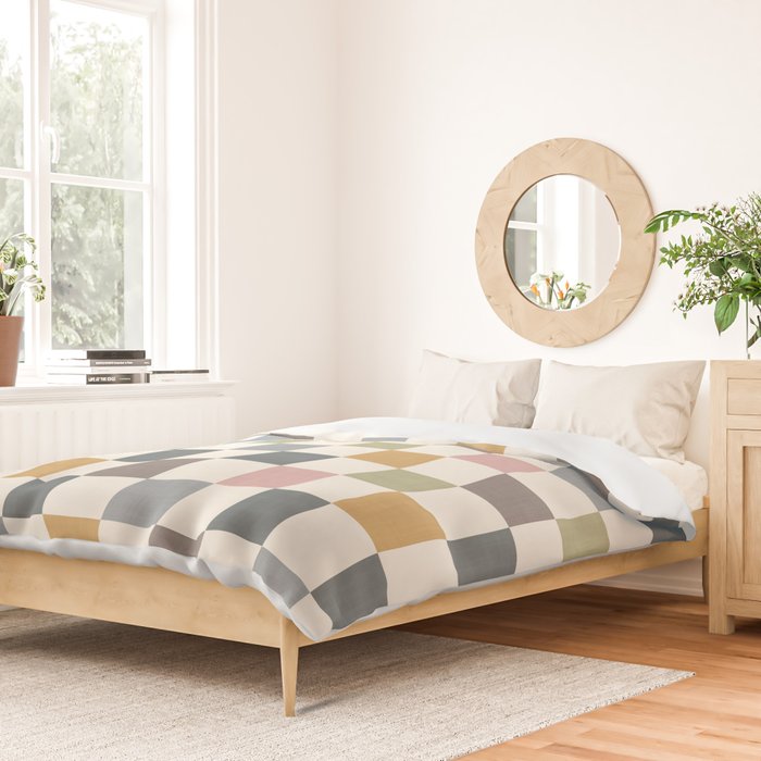 Retro Country Earthy Chequered board Duvet Cover Gallery Image 2