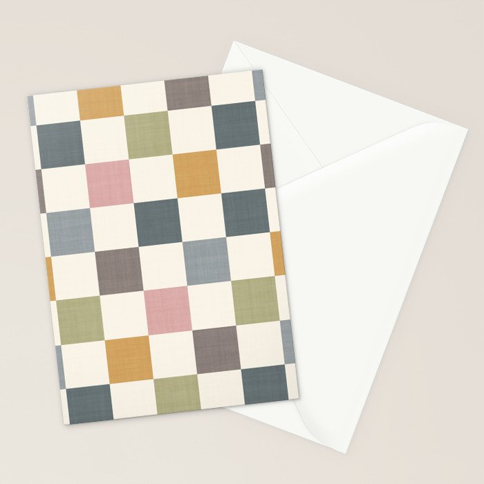 Retro Country Earthy Chequered board Stationery Card Gallery Image 2