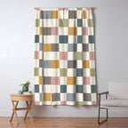 Retro Country Earthy Chequered board Window Curtain Gallery Image 5