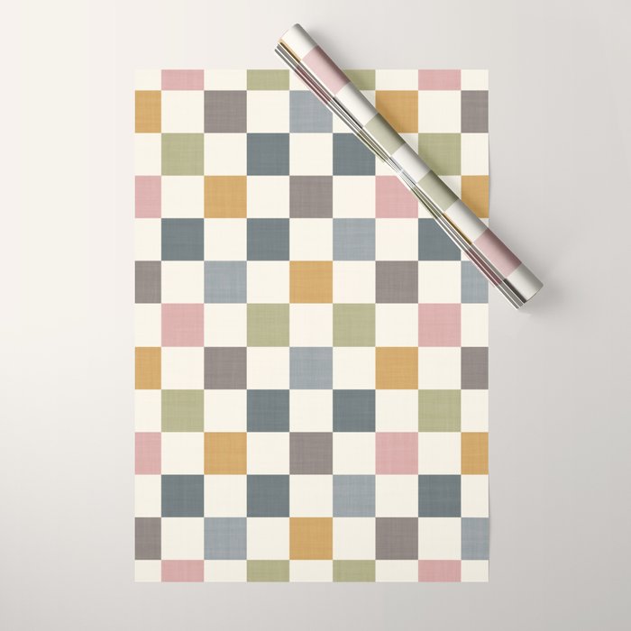 Retro Country Earthy Chequered board Wrapping Paper Gallery Image 1
