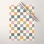 Retro Country Earthy Chequered board Wrapping Paper Gallery Image 1