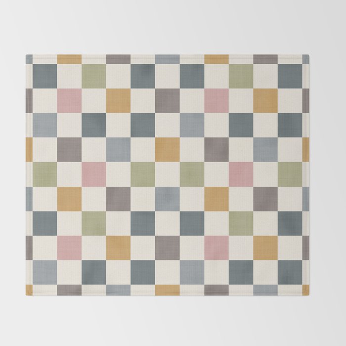 Retro Country Earthy Chequered board Throw Blanket Gallery Image 2