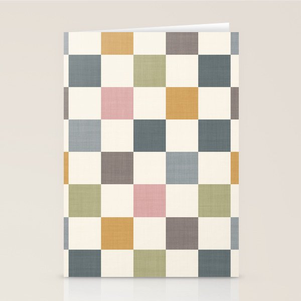 Retro Country Earthy Chequered board Stationery Card Gallery Image 1
