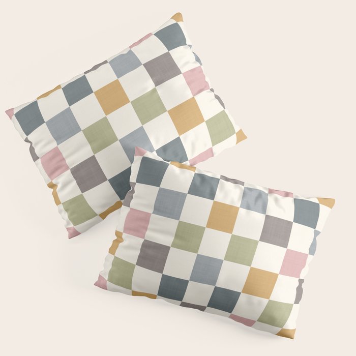 Retro Country Earthy Chequered board Pillow Sham Gallery Image 1
