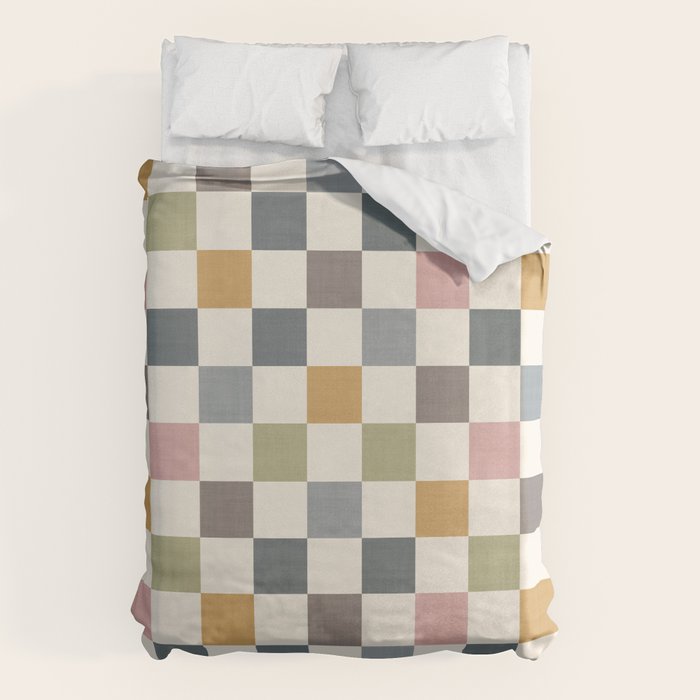 Retro Country Earthy Chequered board Duvet Cover Gallery Image 6