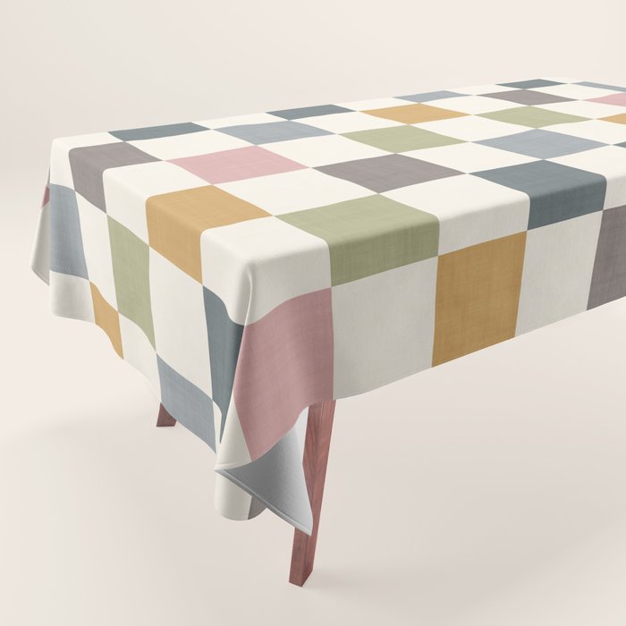 Retro Country Earthy Chequered board Tablecloth Gallery Image 1