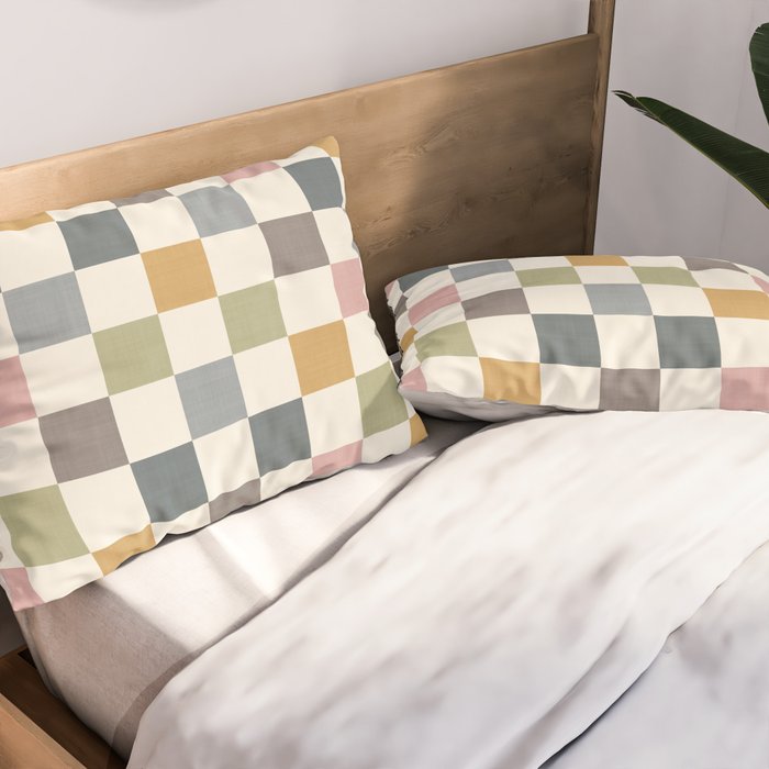 Retro Country Earthy Chequered board Pillow Sham Gallery Image 2