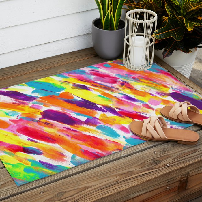 Fruity and Colorful Abstract Painting Outdoor Rug Gallery Image 2