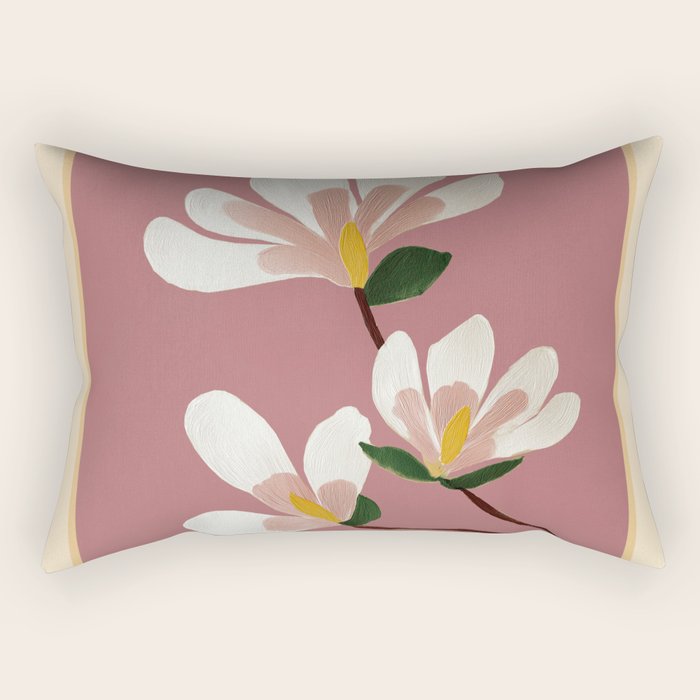 Pink Magnolia Flowers Rectangular Pillow Gallery Image 2