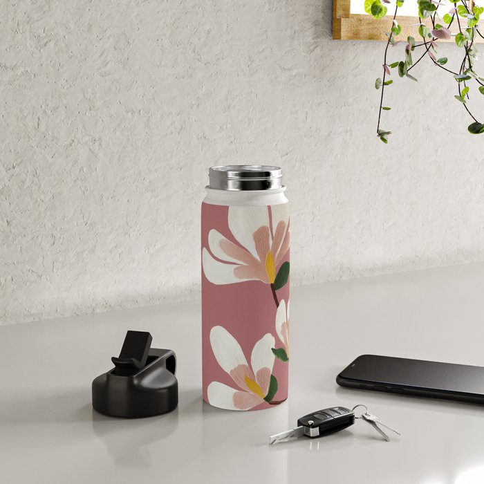 Pink Magnolia Flowers Water Bottle Gallery Image 4