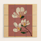 Pink Magnolia Flowers Wood Wall Art Gallery Image 1
