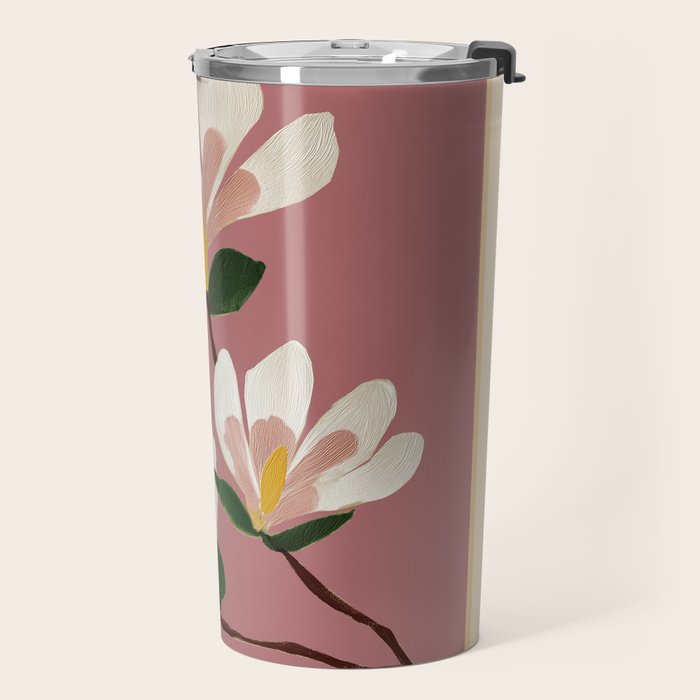Pink Magnolia Flowers Travel Mug Gallery Image 2