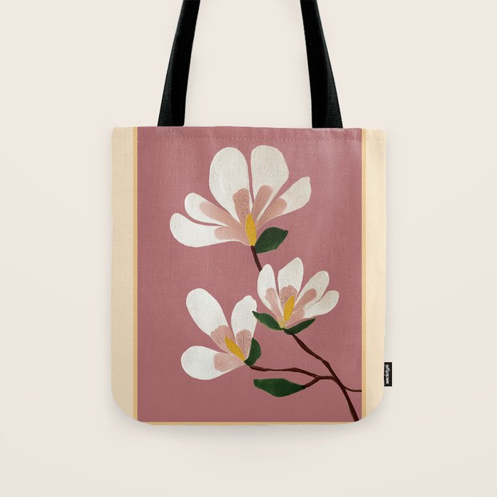 Pink Magnolia Flowers Tote Bag Gallery Image 1