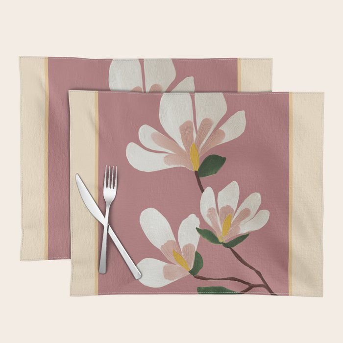 Pink Magnolia Flowers Placemat Gallery Image 1