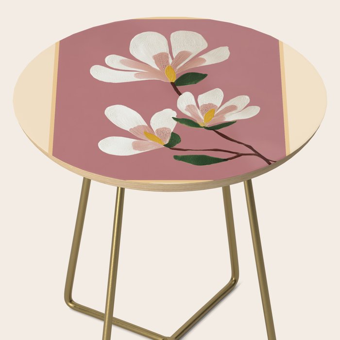 Pink Magnolia Flowers Side Table Gallery Image 2