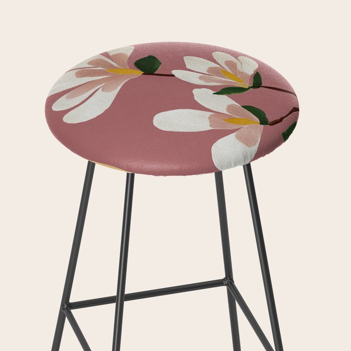 Pink Magnolia Flowers Stool Gallery Image 2