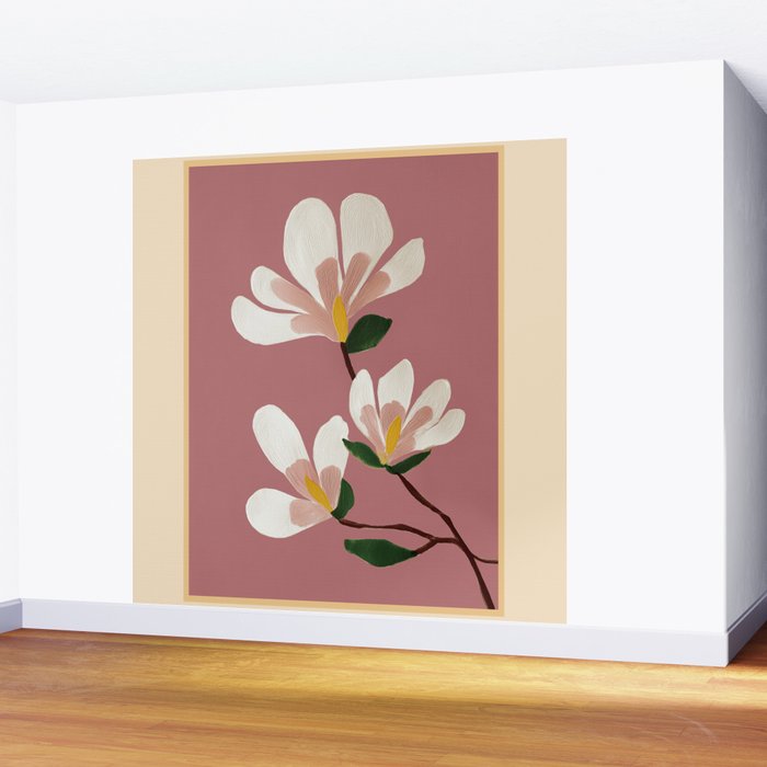 Pink Magnolia Flowers Wall Mural Gallery Image 2