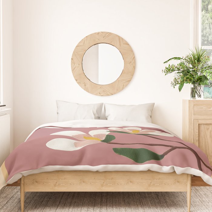 Pink Magnolia Flowers Duvet Cover Gallery Image 3