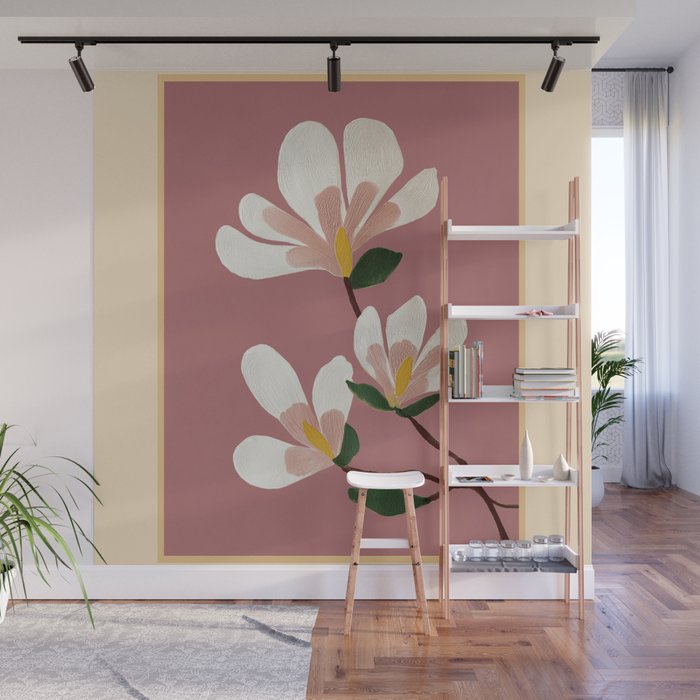 Pink Magnolia Flowers Wall Mural Gallery Image 1