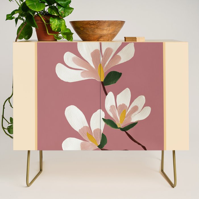 Pink Magnolia Flowers Credenza Gallery Image 1