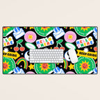 Retro cartoon sticker label pattern Desk Mat Gallery Image 1