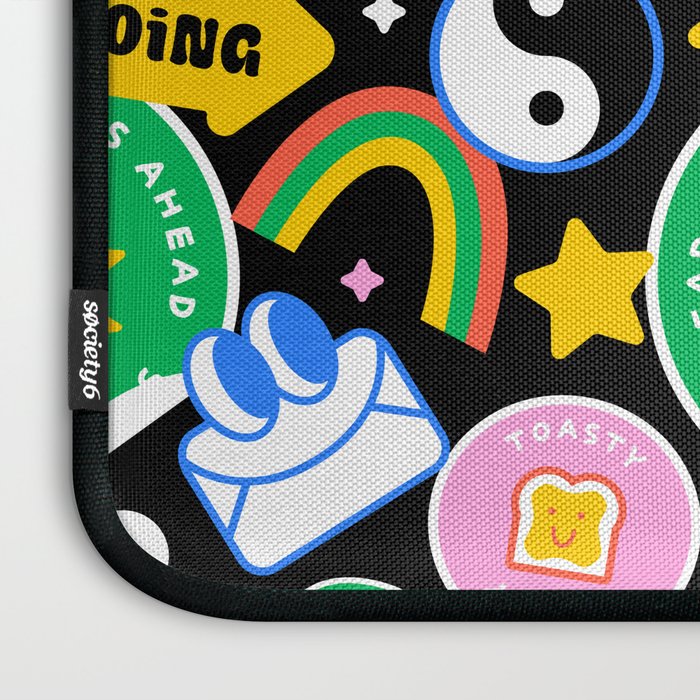 Retro cartoon sticker label pattern Laptop Sleeve Gallery Image 3