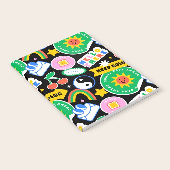 Retro cartoon sticker label pattern Notebook Gallery Image 2