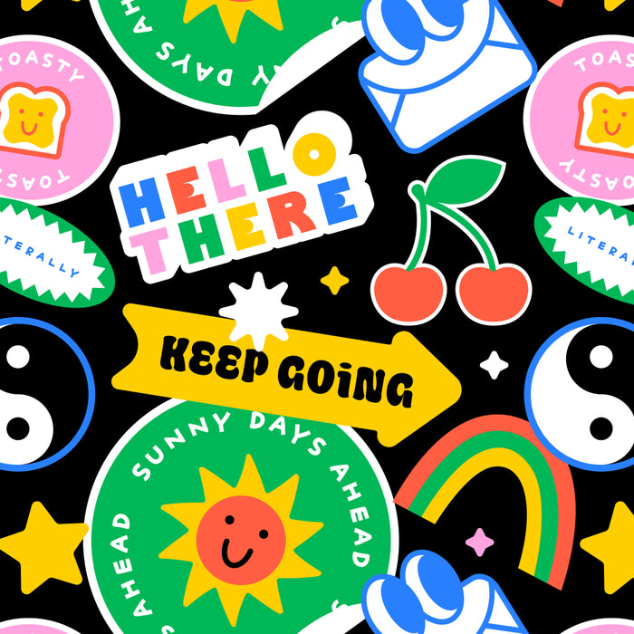 Retro cartoon sticker label pattern Coffee Mug Gallery Image 2