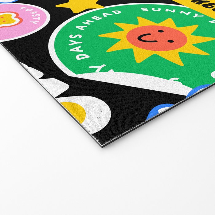 Retro cartoon sticker label pattern Welcome Mat Gallery Image 2