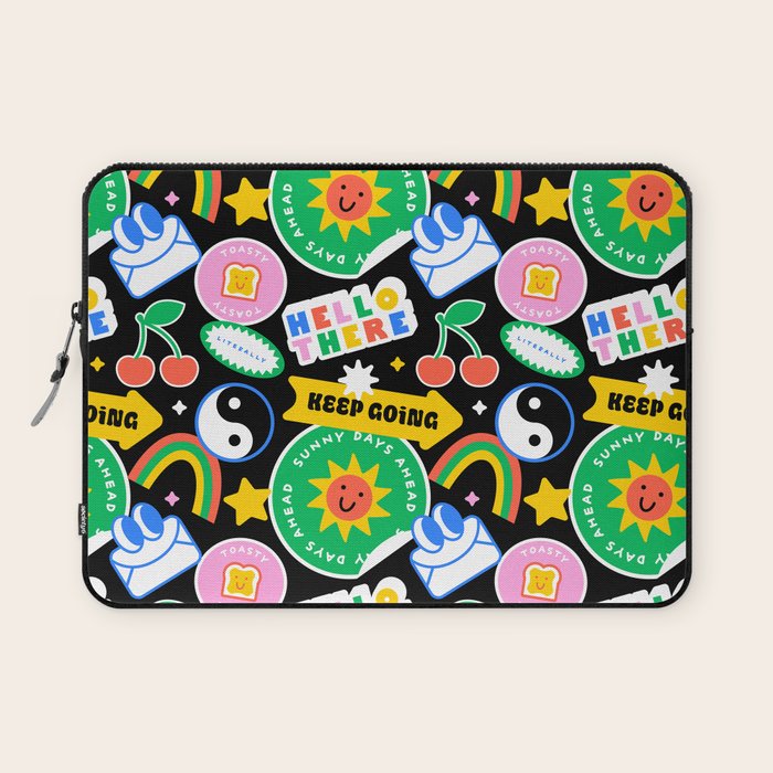 Retro cartoon sticker label pattern Laptop Sleeve Gallery Image 1