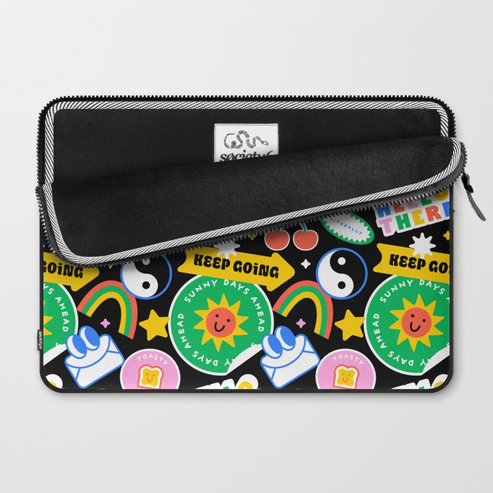 Retro cartoon sticker label pattern Laptop Sleeve Gallery Image 2