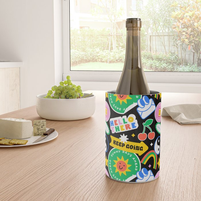 Retro cartoon sticker label pattern Wine Chiller Gallery Image 4