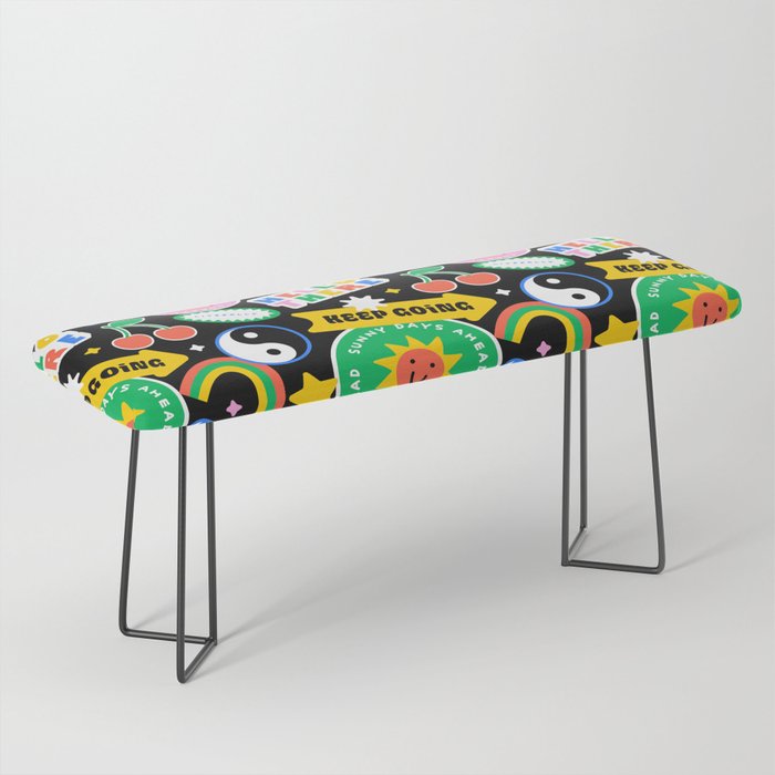 Retro cartoon sticker label pattern Bench Gallery Image 1