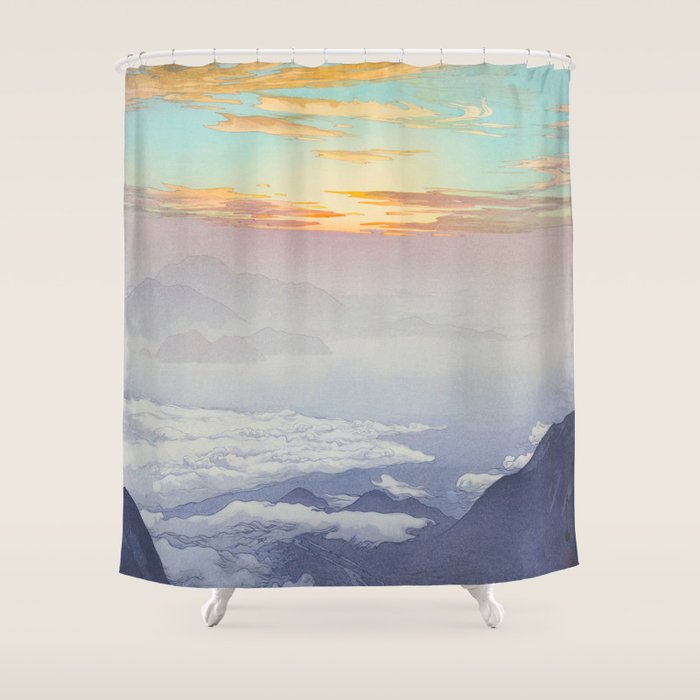 Sea of Clouds (Unkai, Ho-o-San) Hiroshi Yoshida Modern Japanese Woodblock Print Shower Curtain Gallery Image 1