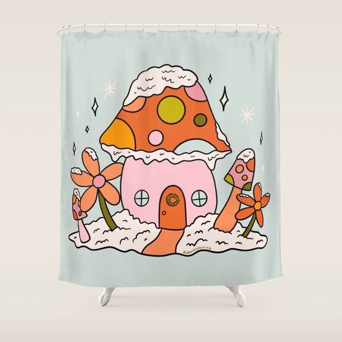 Mushroom Cottage Shower Curtain Gallery Image 1