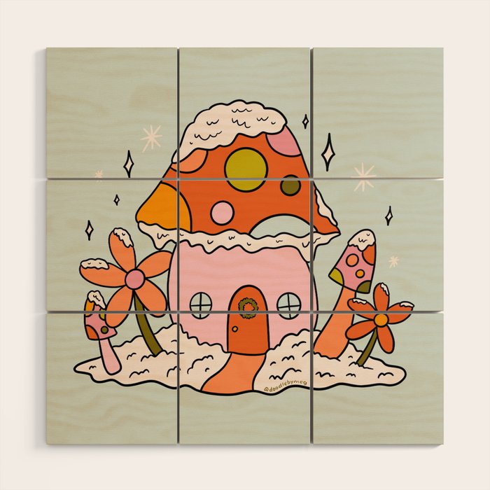 Mushroom Cottage Wood Wall Art Gallery Image 1