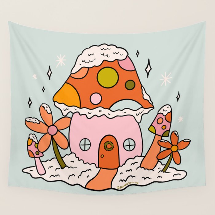 Mushroom Cottage Wall Tapestry Gallery Image 4