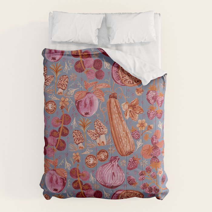 Garden Vegetables & Fresh Fruit in Grey & Rust Comforter Gallery Image 6