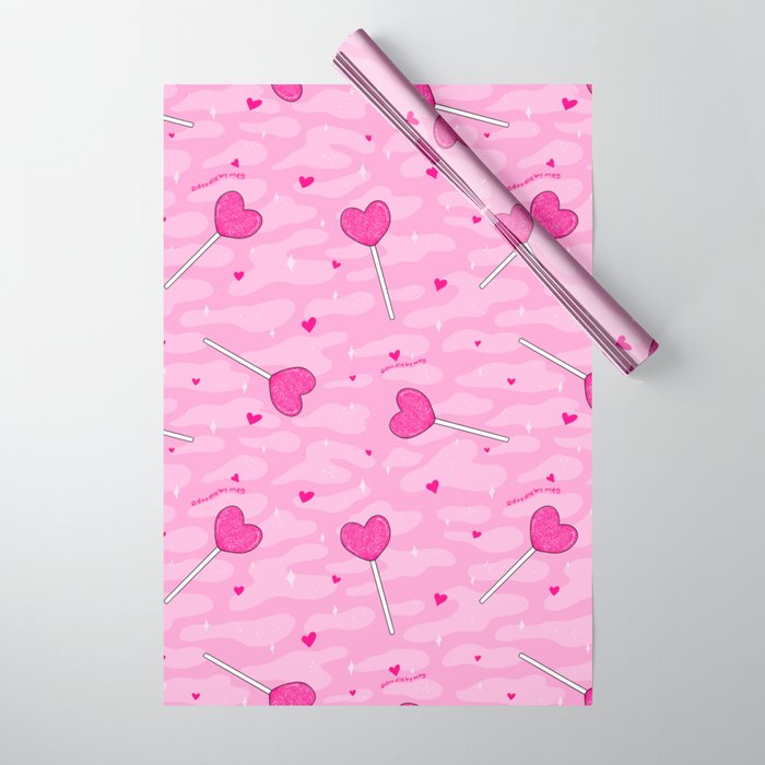 Valentine Lollipop Print Wrapping Paper Gallery Image 1