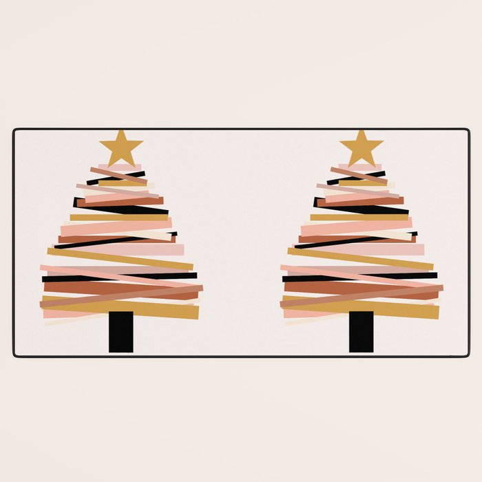 Ribbon Christmas Tree - neutrals Desk Mat Gallery Image 3