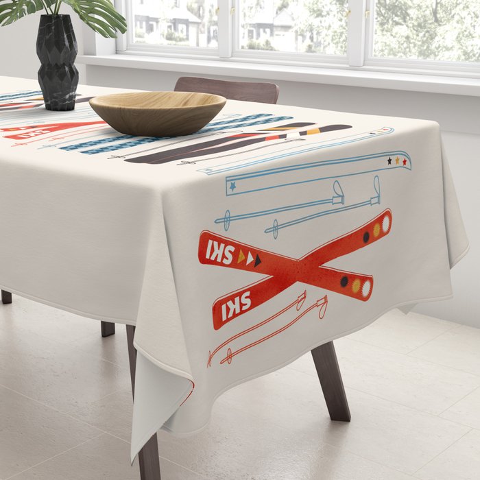 Retro Ski Illustration Tablecloth Gallery Image 3
