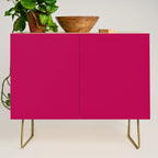 NOW BERRY GLOSS Solid Color Plain Red Shade  and Mindfulness Minimalist Word Art  Credenza Gallery Image 1