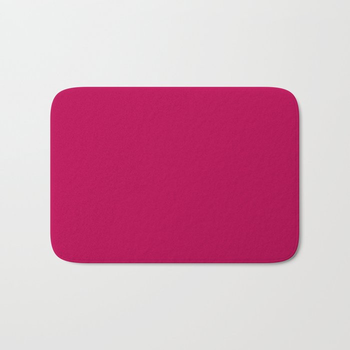 NOW BERRY GLOSS Solid Color Plain Red Shade  and Mindfulness Minimalist Word Art  Bath Mat Gallery Image 1