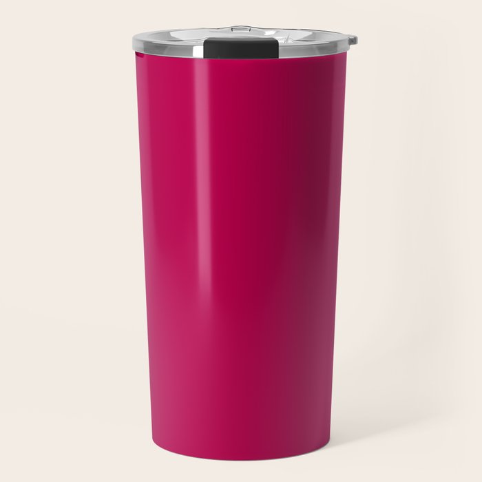 NOW BERRY GLOSS Solid Color Plain Red Shade  and Mindfulness Minimalist Word Art  Travel Mug Gallery Image 1