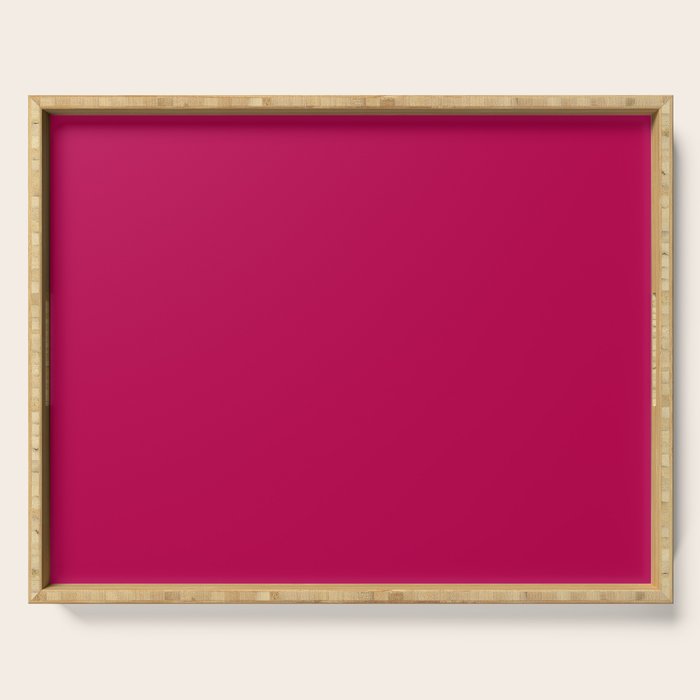 NOW BERRY GLOSS Solid Color Plain Red Shade  and Mindfulness Minimalist Word Art  Serving Tray Gallery Image 1