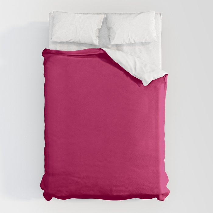 NOW BERRY GLOSS Solid Color Plain Red Shade  and Mindfulness Minimalist Word Art  Duvet Cover Gallery Image 1