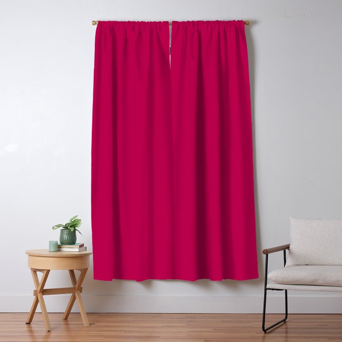 NOW BERRY GLOSS Solid Color Plain Red Shade  and Mindfulness Minimalist Word Art  Window Curtain Gallery Image 1