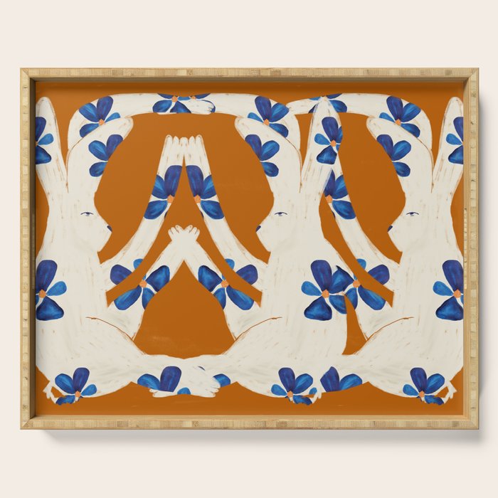 Rabbits Bloom Serving Tray Gallery Image 1